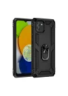 Mey İthalat®  Samsung Galaxy A03 Kılıf Sofya Yüzüklü Silikon Kapak - Siyah
