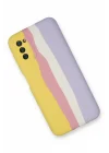 Mey İthalat®  Samsung Galaxy A03S Kılıf Ebruli Lansman Silikon - Sarı-Mavi