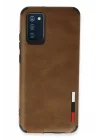 Mey İthalat®  Samsung Galaxy A03S Kılıf Loop Deri Silikon - Kahverengi