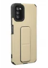 Mey İthalat®  Samsung Galaxy A03S Kılıf Mega Standlı Silikon - Gold