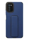 Mey İthalat®  Samsung Galaxy A03S Kılıf Mega Standlı Silikon - Mavi