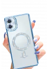 Mey İthalat®  Samsung Galaxy A06 Joke Simli Magneticsafe Kılıf - Mavi