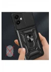 Mey İthalat®  Samsung Galaxy A06 Kılıf Pars Lens Yüzüklü Silikon - Siyah