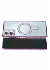 Mey İthalat®  Samsung Galaxy A07 4G Joke Simli Magneticsafe Kılıf - Derin Mor
