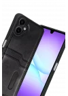 Mey İthalat®  Samsung Galaxy A07 4G Sara Kartvizitli Deri Kılıf - Siyah