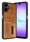 Mey İthalat®  Samsung Galaxy A07 4G Sara Kartvizitli Deri Kılıf - Taba