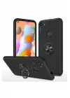 Mey İthalat®  Samsung Galaxy A11 Kılıf Elit Yüzüklü Kapak - Siyah