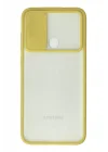 Mey İthalat®  Samsung Galaxy A11 Kılıf Palm Buzlu Kamera Sürgülü Silikon - Sarı