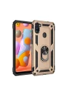 Mey İthalat®  Samsung Galaxy A11 Kılıf Sofya Yüzüklü Silikon Kapak - Gold