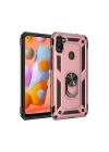 Mey İthalat®  Samsung Galaxy A11 Kılıf Sofya Yüzüklü Silikon Kapak - Rose