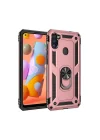 Mey İthalat®  Samsung Galaxy A11 Kılıf Sofya Yüzüklü Silikon Kapak - Rose