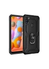 Mey İthalat®  Samsung Galaxy A11 Kılıf Sofya Yüzüklü Silikon Kapak - Siyah