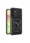 Mey İthalat®  Samsung Galaxy A16 5G Kılıf Pars Lens Yüzüklü Silikon - Siyah