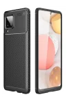 Mey İthalat®  Samsung Galaxy A22 Kılıf Auto Focus Karbon Kapak - Siyah