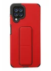 Mey İthalat®  Samsung Galaxy A22 Kılıf Mega Standlı Silikon - Kırmızı