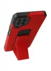 Mey İthalat®  Samsung Galaxy A22 Kılıf Mega Standlı Silikon - Kırmızı