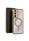 Mey İthalat®  Samsung Galaxy A35 5G Joke Simli Magneticsafe Kılıf - Gold