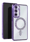 Mey İthalat®  Samsung Galaxy A55 5G Joke Simli Magneticsafe Kılıf - Derin Mor