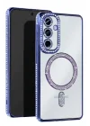 Mey İthalat®  Samsung Galaxy A56 Joke Simli Magneticsafe Kılıf - Mavi