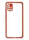 Mey İthalat®  Samsung Galaxy A71 Kılıf Miami Şeffaf Silikon - Kırmızı