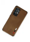 Mey İthalat®  Samsung Galaxy A72 Kılıf Loop Deri Silikon - Kahverengi