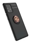 Mey İthalat®  Samsung Galaxy A91 / S10 Lite Kılıf Range Yüzüklü Silikon - Siyah-Gold