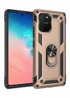 Mey İthalat®  Samsung Galaxy A91 / S10 Lite Kılıf Sofya Yüzüklü Silikon Kapak - Gold