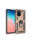 Mey İthalat®  Samsung Galaxy A91 / S10 Lite Kılıf Sofya Yüzüklü Silikon Kapak - Gold