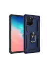 Mey İthalat®  Samsung Galaxy A91 / S10 Lite Kılıf Sofya Yüzüklü Silikon Kapak - Lacivert