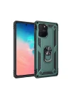 Mey İthalat®  Samsung Galaxy A91 / S10 Lite Kılıf Sofya Yüzüklü Silikon Kapak - Yeşil