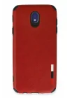 Mey İthalat®  Samsung Galaxy J7 Pro / J730 Kılıf Loop Deri Silikon - Kırmızı