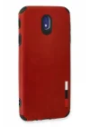 Mey İthalat®  Samsung Galaxy J7 Pro / J730 Kılıf Loop Deri Silikon - Kırmızı