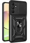 Mey İthalat®  Samsung Galaxy M15 Kılıf Pars Lens Yüzüklü Silikon - Siyah