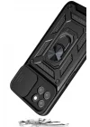 Mey İthalat®  Samsung Galaxy M15 Kılıf Pars Lens Yüzüklü Silikon - Siyah