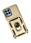 Mey İthalat®  Samsung Galaxy M33 Kılıf Pars Lens Yüzüklü Silikon - Gold