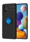 Mey İthalat®  Samsung Galaxy M51 Kılıf Range Yüzüklü Silikon - Siyah-Mavi