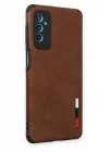 Mey İthalat®  Samsung Galaxy M52 5G Kılıf Loop Deri Silikon - Kahverengi
