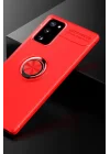 Mey İthalat®  Samsung Galaxy Note 20 Kılıf Range Yüzüklü Silikon - Kırmızı