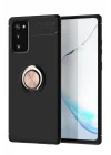 Mey İthalat®  Samsung Galaxy Note 20 Kılıf Range Yüzüklü Silikon - Siyah-Gold