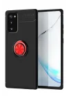 Mey İthalat®  Samsung Galaxy Note 20 Kılıf Range Yüzüklü Silikon - Siyah-Kırmızı