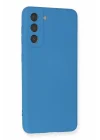 Mey İthalat®  Samsung Galaxy S21 FE Kılıf Nano içi Kadife Silikon - Mavi