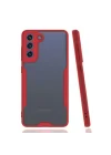 Mey İthalat®  Samsung Galaxy S21 FE Kılıf Platin Silikon - Kırmızı