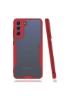 Mey İthalat®  Samsung Galaxy S21 FE Kılıf Platin Silikon - Kırmızı