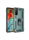 Mey İthalat®  Samsung Galaxy S21 Kılıf Sofya Yüzüklü Silikon Kapak - Yeşil