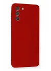 Mey İthalat®  Samsung Galaxy S21 Plus Kılıf Nano içi Kadife Silikon - Kırmızı