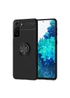 Mey İthalat®  Samsung Galaxy S21 Plus Kılıf Range Yüzüklü Silikon - Siyah