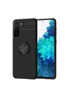 Mey İthalat®  Samsung Galaxy S21 Plus Kılıf Range Yüzüklü Silikon - Siyah