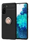 Mey İthalat®  Samsung Galaxy S21 Plus Kılıf Range Yüzüklü Silikon - Siyah-Gold