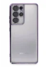 Mey İthalat®  Samsung Galaxy S21 Ultra Kılıf  Lensli Silikon - Mor