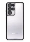 Mey İthalat®  Samsung Galaxy S21 Ultra Kılıf  Lensli Silikon - Siyah